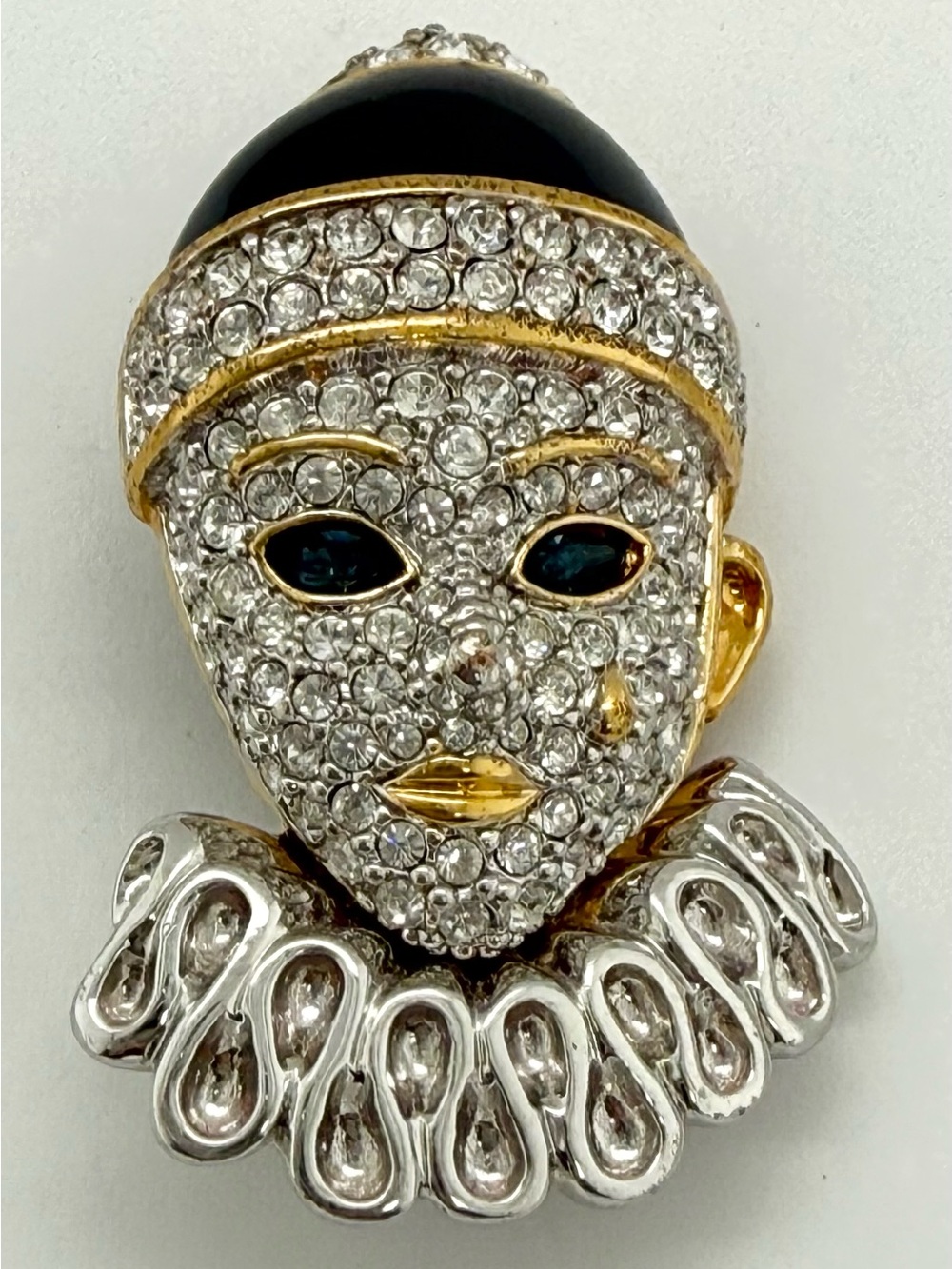 Swarovski Crystal Clown Pierrot Brooch Pin